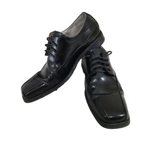 Mens Dress Shoes 12D Black Leather Derby Oxford Square Toe Florsheim Alverson